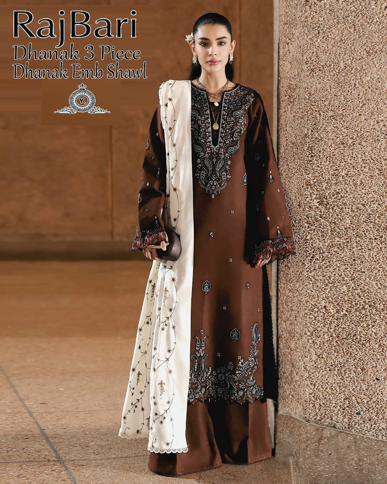 Dhanak embroidered luxury unstitched 3pc suit